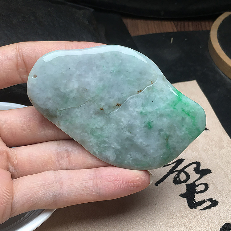 冰糯种刮痧板隆慈缘A货翡翠