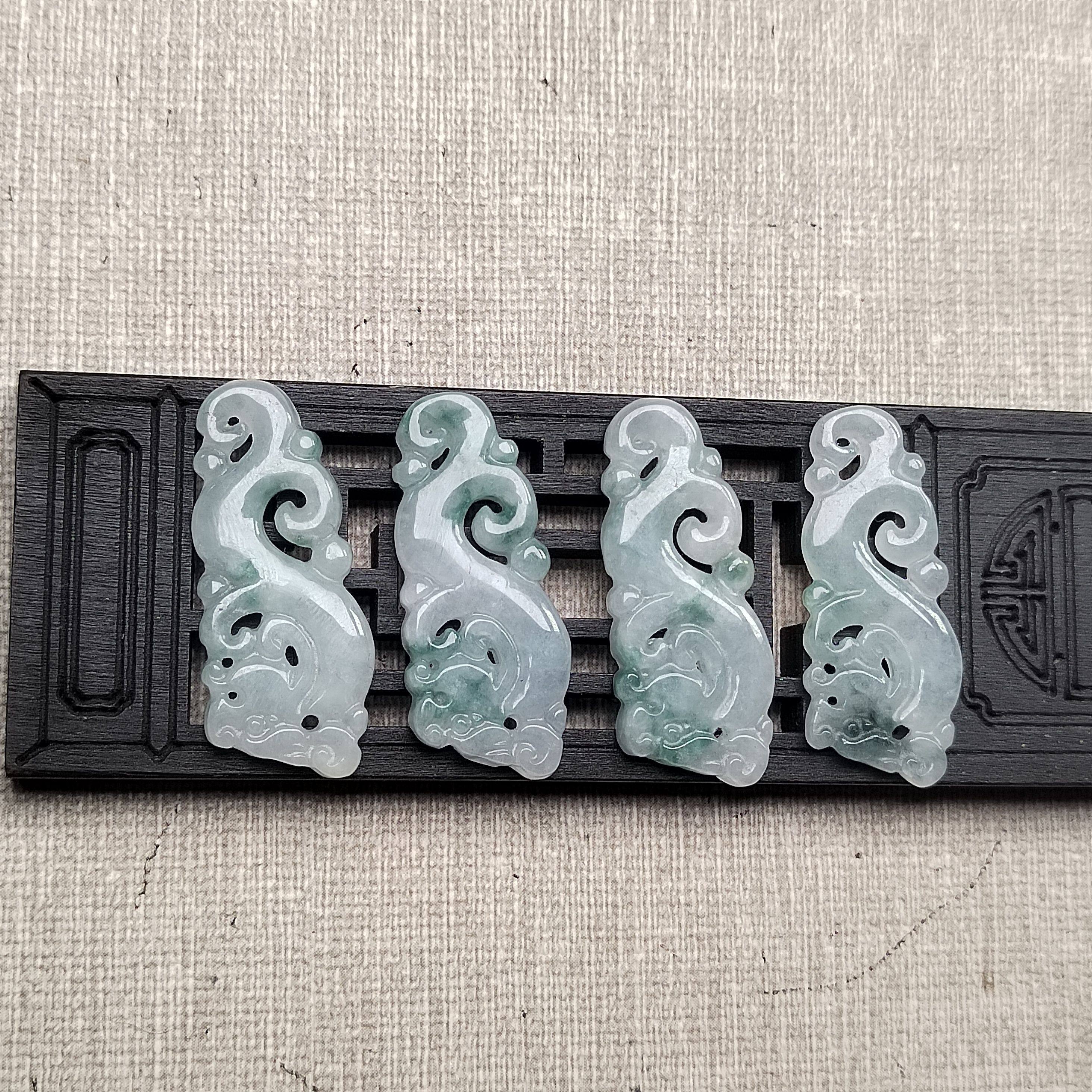 隆慈缘原矿翡翠源头直发A货翡翠冰糯种飘花仿古龙头如意吊坠挂件