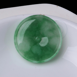 隆慈缘玉器31.2直径平扣吊坠缅甸保真A货翡翠阳绿平安扣项坠送证