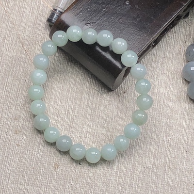 隆慈缘翡翠A货源头直发冰糯种冰糯手串8mm10MM手串冰浅绿手链