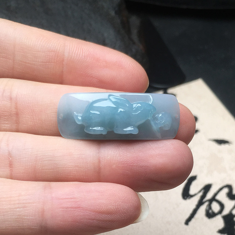 生肖兔隆慈缘A货翡翠编织手牌