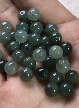 隆慈缘翡翠A货源头直发老坑不变种A货油青散珠4—7mm冰油绿缅甸玉