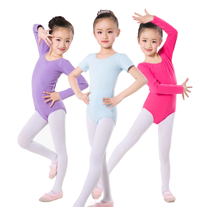 儿童舞蹈服练功服女童长袖中国舞服少儿连体服幼儿形体短袖秋冬季