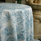 蓝骊布艺法式 田园手绘风森林秘境帆布棉布料桌布门帘手工包包面料