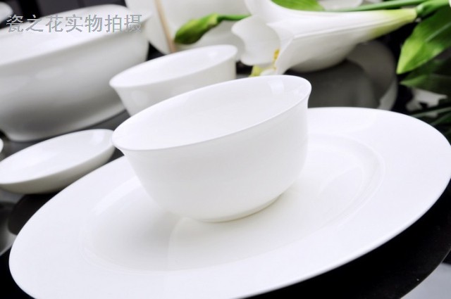 优级56头景德镇纯白环保骨瓷餐具