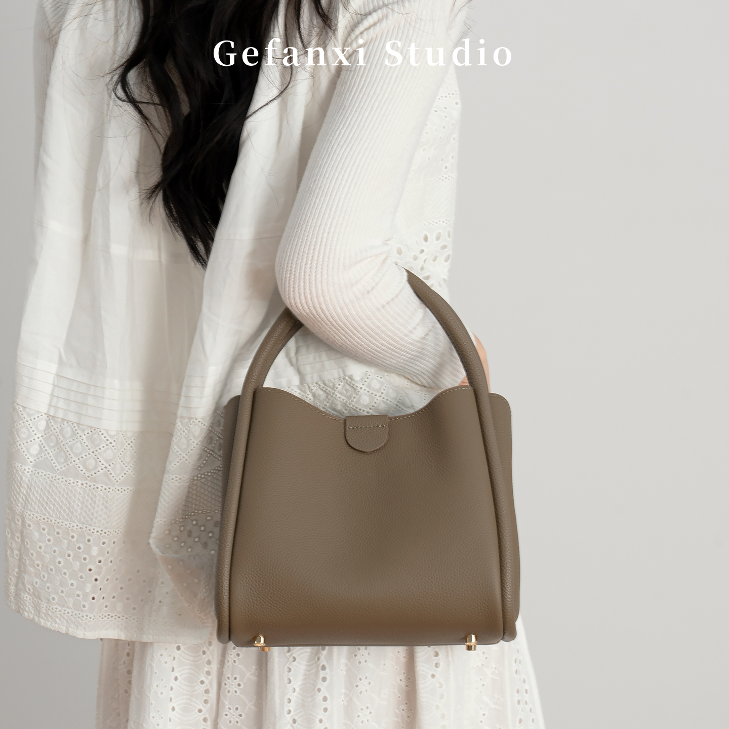 Gefanxi/歌梵希2025新款高级感百搭牛皮单肩包简约女士手提斜挎包