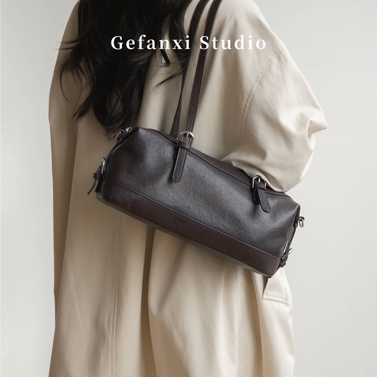 Gefanxi/歌梵希新款时尚女士大容量真皮枕头包斜挎单肩通勤包