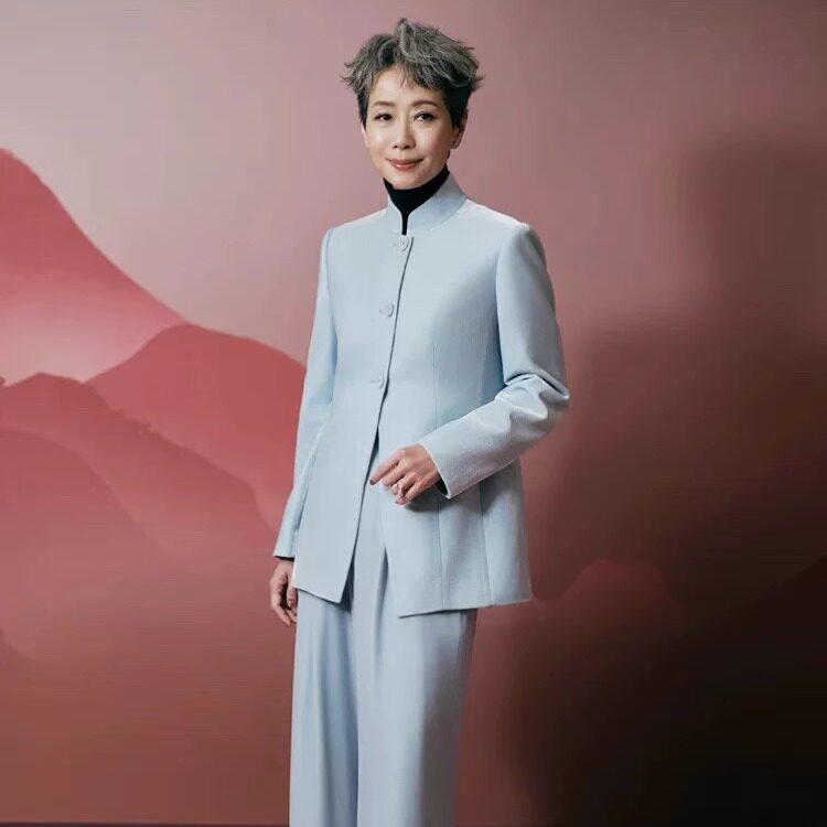叶童同款新中式套装裤女丝绒上衣外套阔腿裤春秋新款