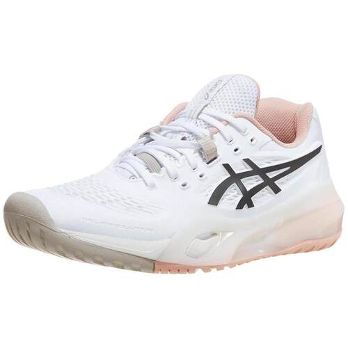 海外代购Asics/亚瑟士女士网球鞋耐磨防滑宽楦白黑配色