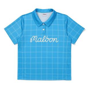 透气轻便休闲舒适蓝色格纹图案短袖 GOLF女士POLO衫 MALBON 代购