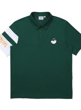代购MALBON GOLF男士POLO衫透气快干轻便舒适深绿色聚酯纤维100