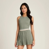 代购 wilson威尔胜高性能网球裙露背弹力舒适雕花百褶裙可拆卸胸垫