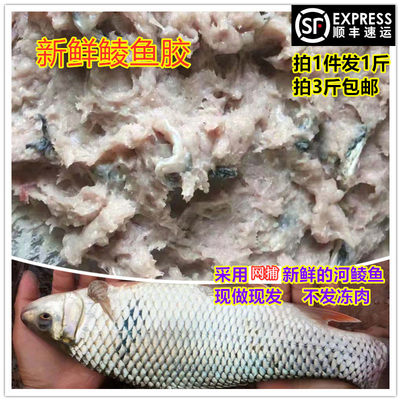 新鲜手打鲮鱼胶1斤鱼滑河鱼肉沫