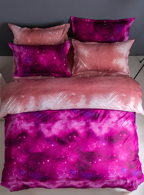 火红星球绚烂世界四件套 被套床单单双人床品可定做床笠款 泽拉图