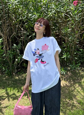Monkey Studio Mickey大T 夏日新款宽松显瘦休闲百搭减龄趣味上衣