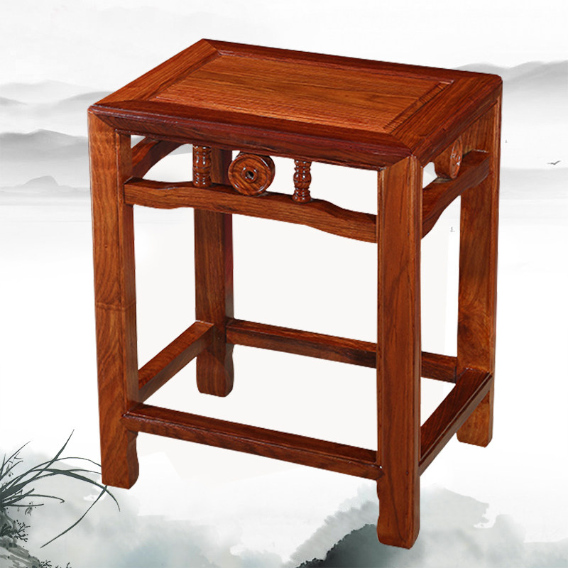鸡翅木凳子高实木中式红木古典茶几大方凳子写字琴凳矮板座凳家用
