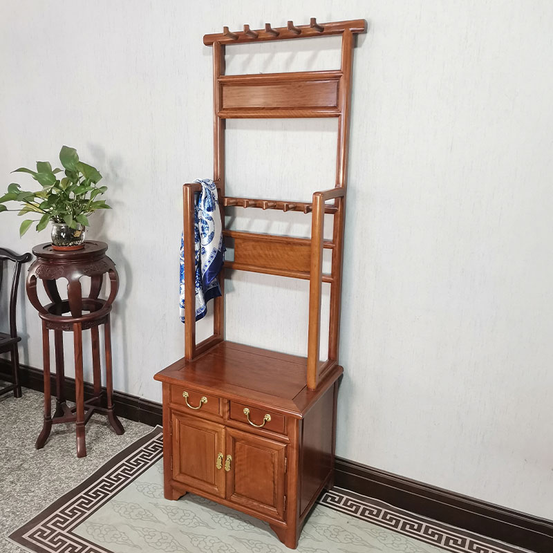 带柜衣帽架全实木榫卯结构中式