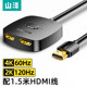 4K视频分配器一分二 山泽 HDMI2.0切换器二进一出 300 笔记本电脑电视盒子接显示器电视投影仪 DHV