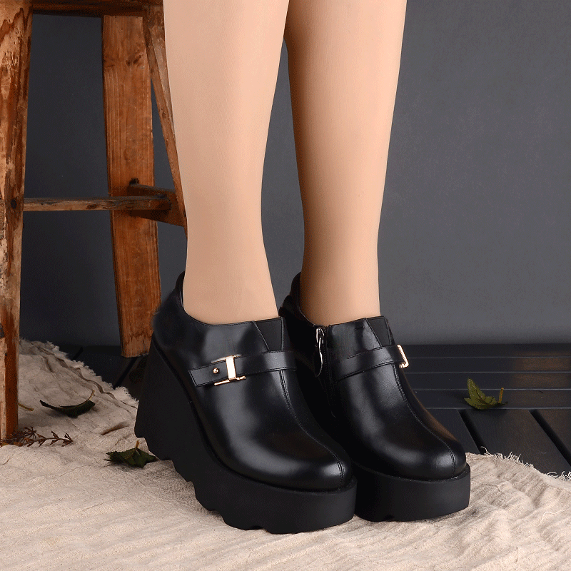 2025原创新中式复古文艺高跟松糕底玛丽珍圆头深口牛皮女单鞋,女鞋,深口单鞋,淘宝优惠券,粉丝福利购,淘宝优惠卷