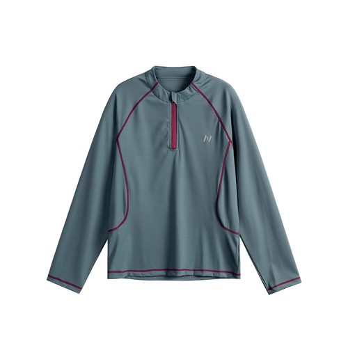 Eagle Vogue户外拼色半拉链修身高弹套头休闲长袖T恤女