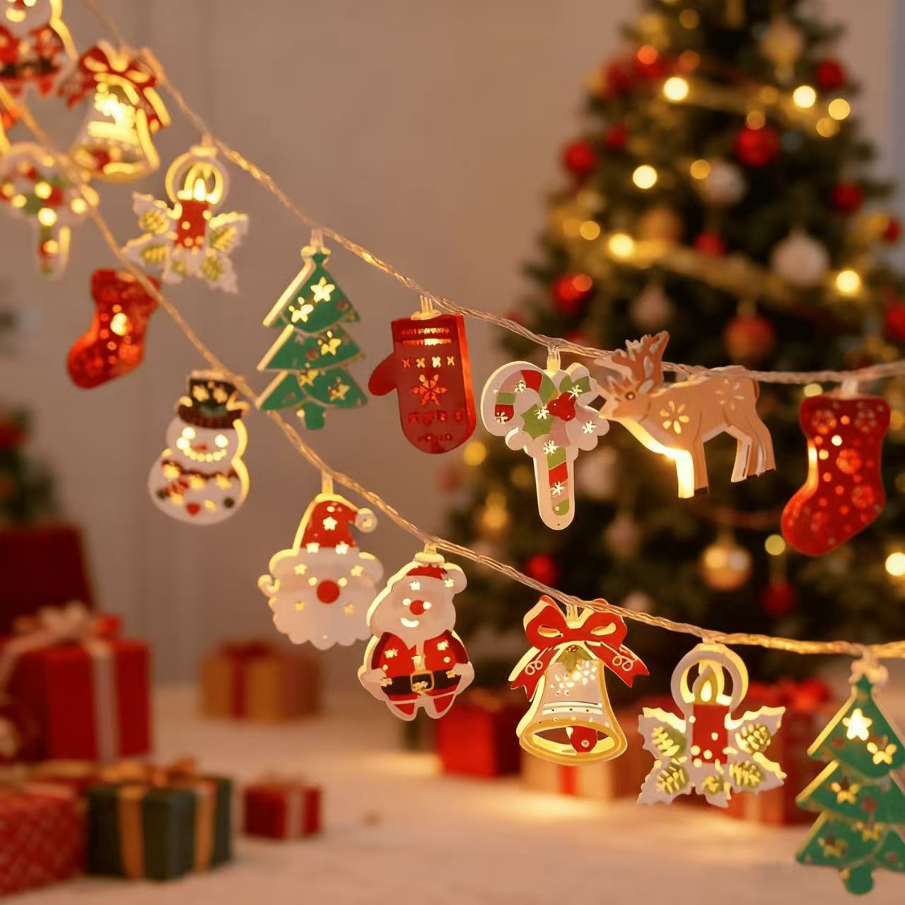 圣诞树装饰品挂件led彩灯闪灯串