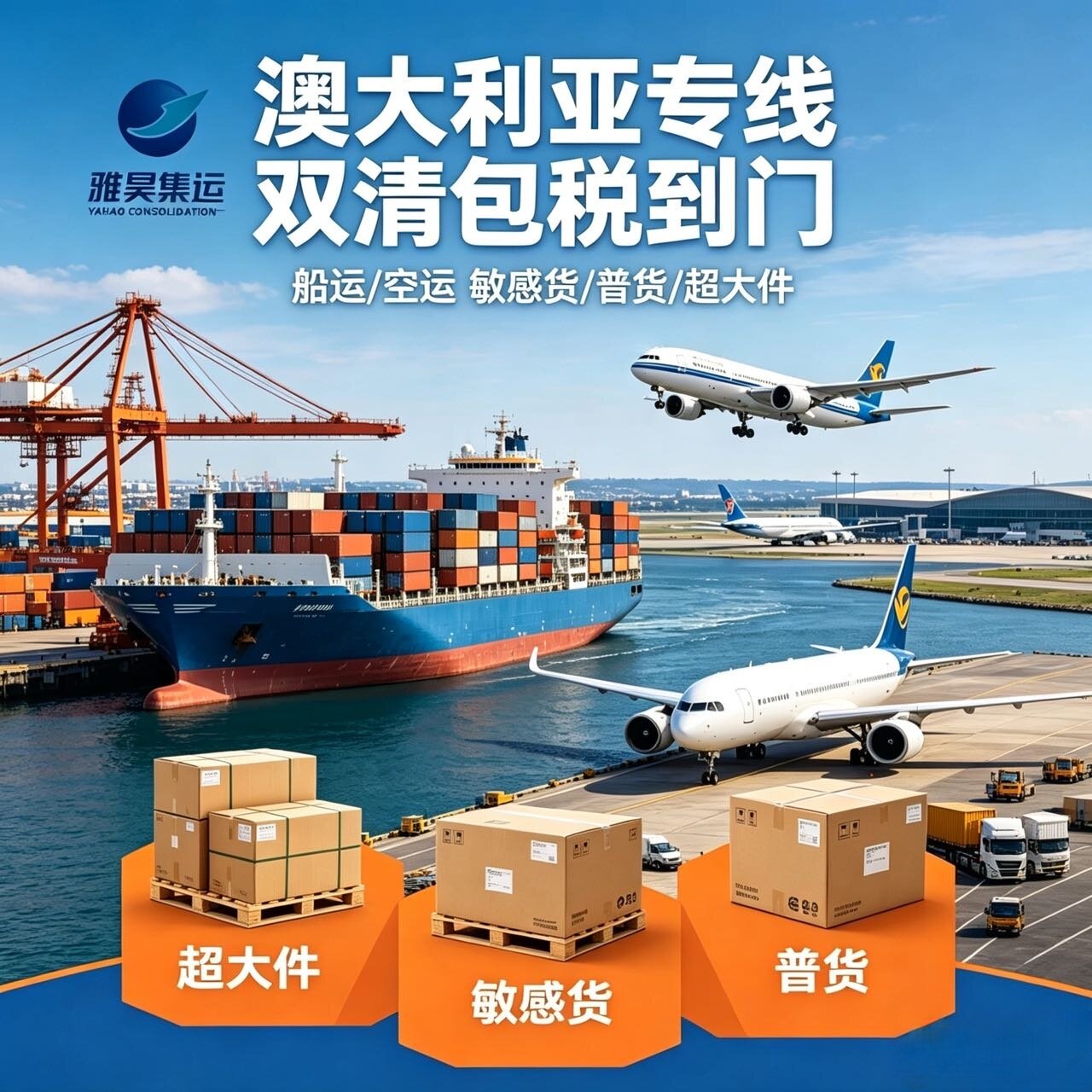 澳洲专线国际物流 海运空运 带电敏感货超大件 双清包税到门 集运