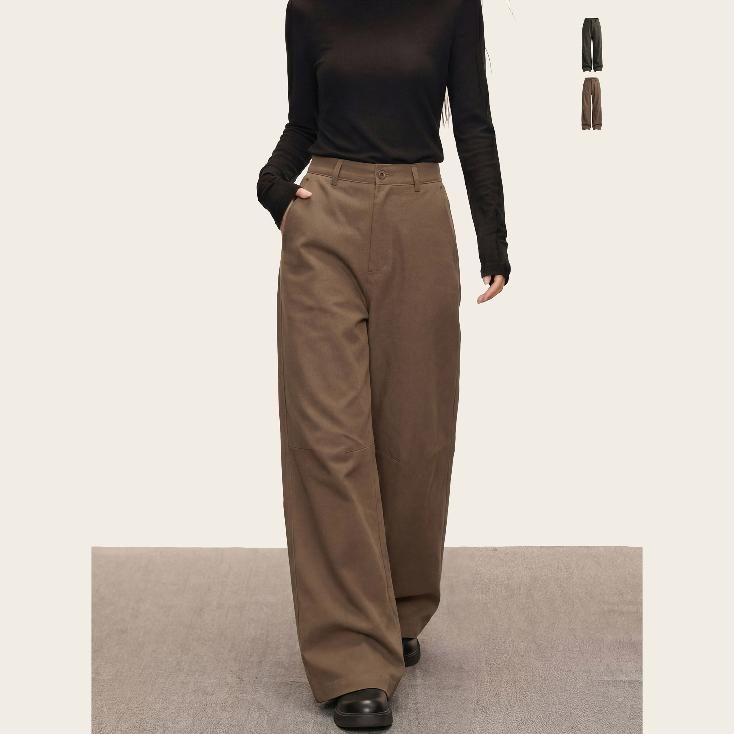 Ames 美式复古设计感【垂坠感弯刀工装裤】春季宽松直筒长裤子女,女装/女士精品,休闲裤,淘宝优惠券,粉丝福利购,淘宝优惠卷