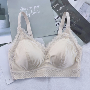 新款 舒适透气文胸罩917 缎面无痕乳胶内衣女小胸聚拢无钢圈一片式