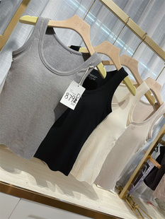 妃子纪8790早秋新款螺纹发热背心固定一体外穿显瘦遮副乳弹力上衣