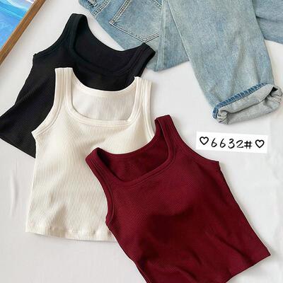粗螺纹磨毛背心方领固定内搭女