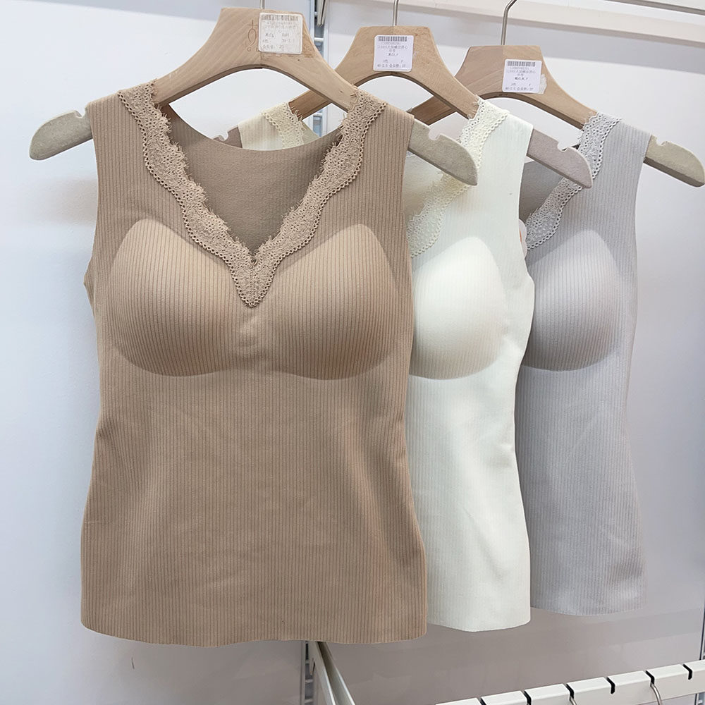 2025秋冬养肤磨毛保暖背心女带胸垫贴片保暖内衣V领蕾丝打底内搭,女士内衣/男士内衣/家居服,保暖背心,淘宝优惠券,粉丝福利购,淘宝优惠卷
