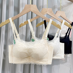 米娅林美背滑滑杯小胸聚拢防走光抹胸式文胸罩蕾丝莫代尔中厚内衣