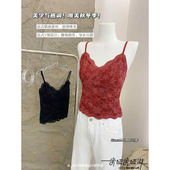 秋冬新品 磨毛纯欲风性感蕾丝美背吊带胸垫聚拢内衣搭显瘦打底背心