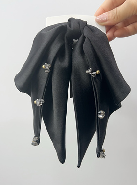 M3韩国质感黑色缎面蝴蝶闪钻蝴蝶结抓夹发夹高级感马尾夹发饰头饰