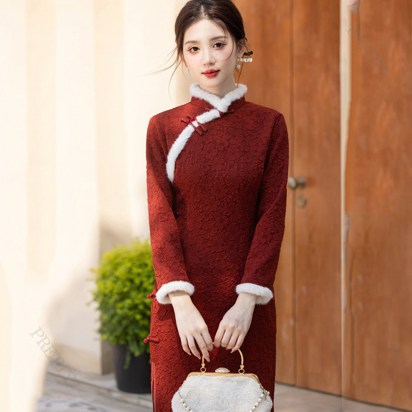国风气质新娘旗袍敬酒服高级感订婚结婚回门出阁长款修身礼服裙子