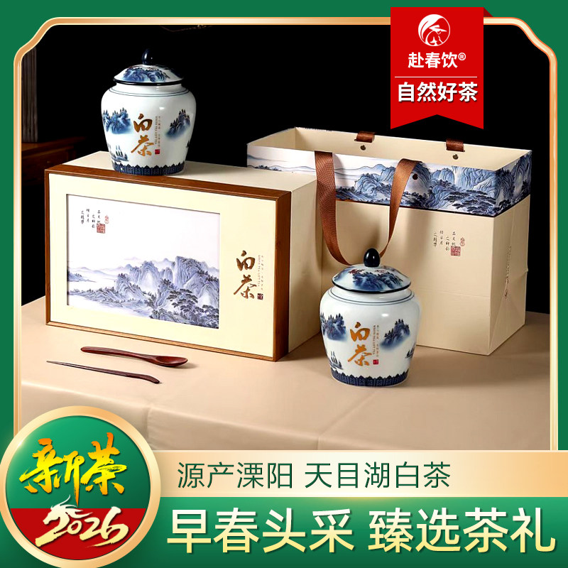 2026新茶 溧阳天目湖生态白茶开春头采特优颗颗嫩芽250克瓷罐茶礼