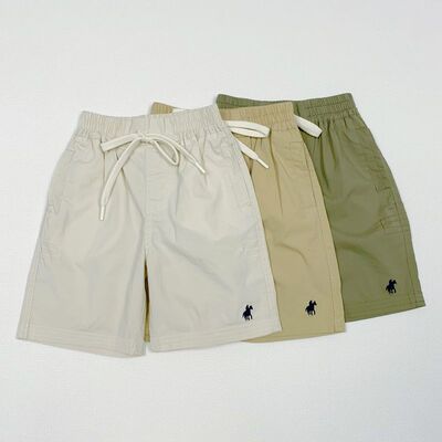 新款夏季六分短裤中大童男童装饰腰绳薄款休闲简约中裤短裤87310
