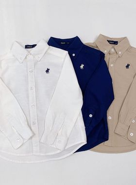 中大童宝宝休闲百搭春秋季棉麻翻领长袖衬衫儿童洋气开衫86218