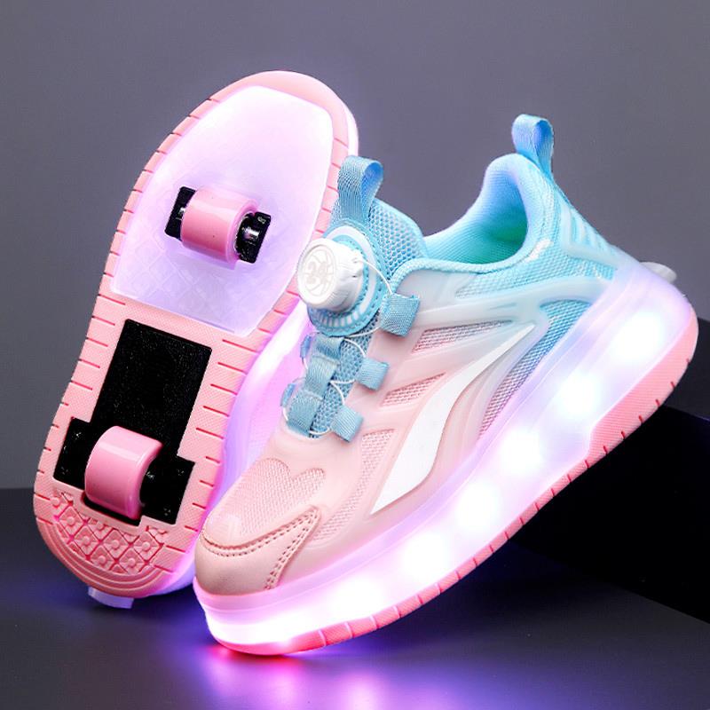 女童暴走鞋2025新款自动双轮