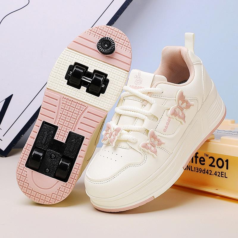 女童四轮一键可收缩暴走鞋