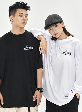 FUJAM美式西海岸花体字locking锁舞嘻哈速干宽松街舞透气长袖T恤