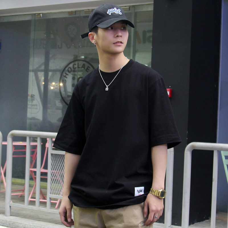 重磅纯棉小领口短袖T恤