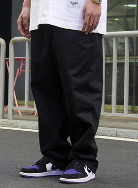 FUJAM简约工装长裤街舞hiphop弹力popping滑板bboy抽绳宽松休闲裤