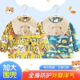 Детский фартук, водонепроницаемый нагрудник для еды для мальчиков, с карманом, сзади на завязках