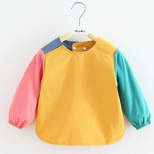 Детский демисезонный нагрудник для еды, термобелье, лонгслив подходит для мужчин и женщин, водонепроницаемый фартук для детского сада, анти-грязь, сзади на завязках