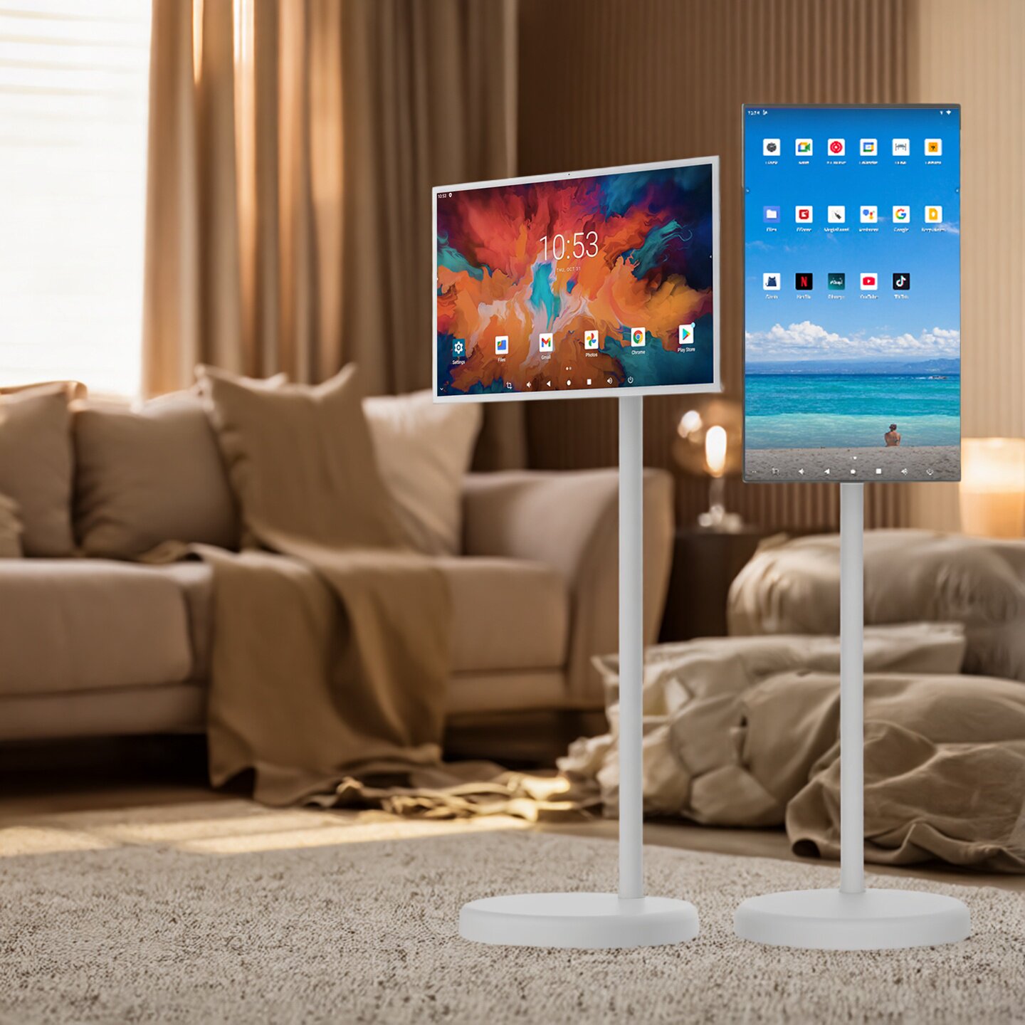 闪窈32寸高端服装餐厅落地班牌形象广告连锁店触摸展示机