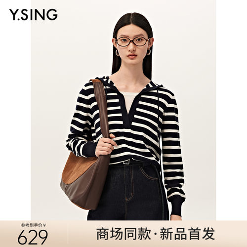 【商场同款】Y.SING衣香丽影2025秋冬条纹针织套头衫150919024