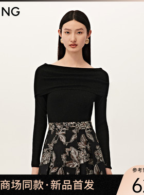 【商场同款】Y.SING衣香丽影2025秋冬黑色毛衫套头衫150829012