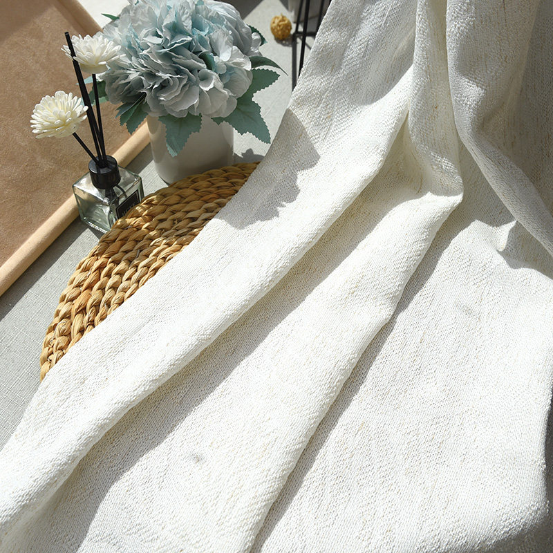 新款棉麻加厚中式客厅透光不透人挂钩打孔韩折穿杆款式定制窗纱