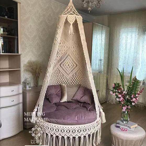 户外吊椅双人吊床棉绳编织家用阳台秋千庭院民宿轻奢酒店流苏吊篮,住宅家具,户外秋千,淘宝优惠券,粉丝福利购,淘宝优惠卷